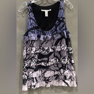 Diane Von Furstenberg Black and Gray Abstract Tank Top
